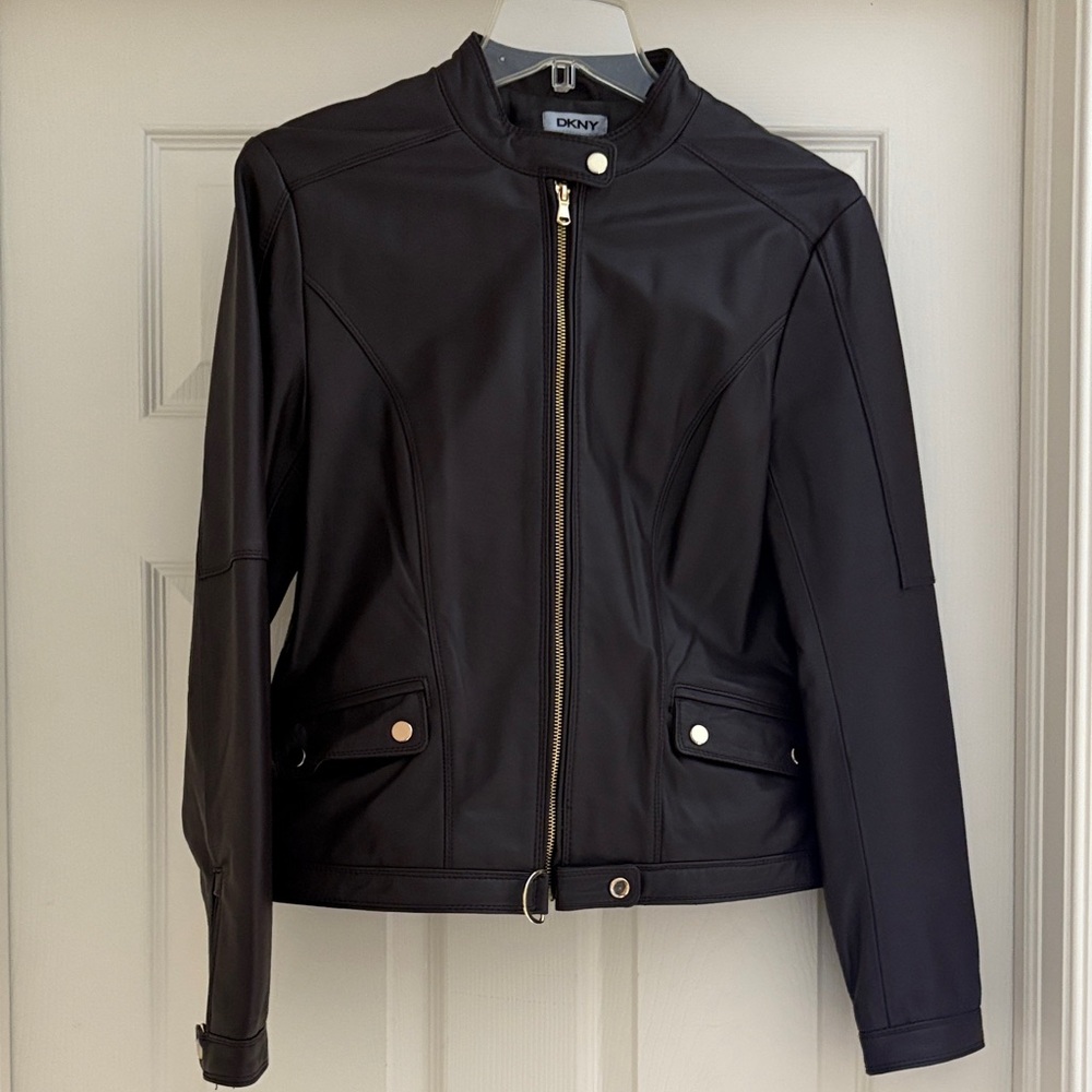 DKNY Women's Chocolate Brown Leather Jacket